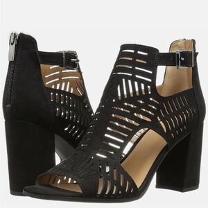 Franco Sarto Black Heeled Sandals with Cutout Design Size 8